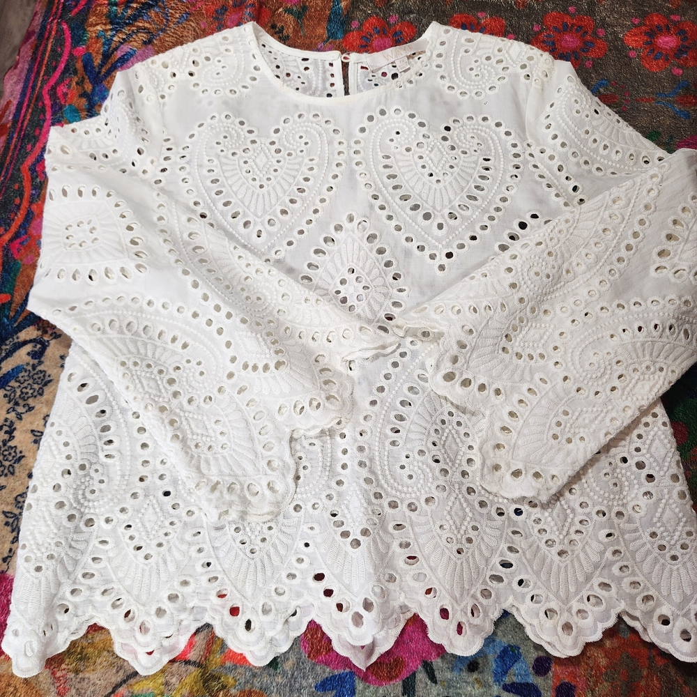 Wayf White Eyelet Lace Blouse